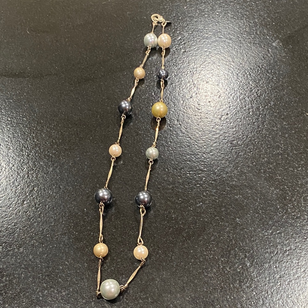 Carolee  vintage Gold and Multicolor faux pearl Beaded Necklace